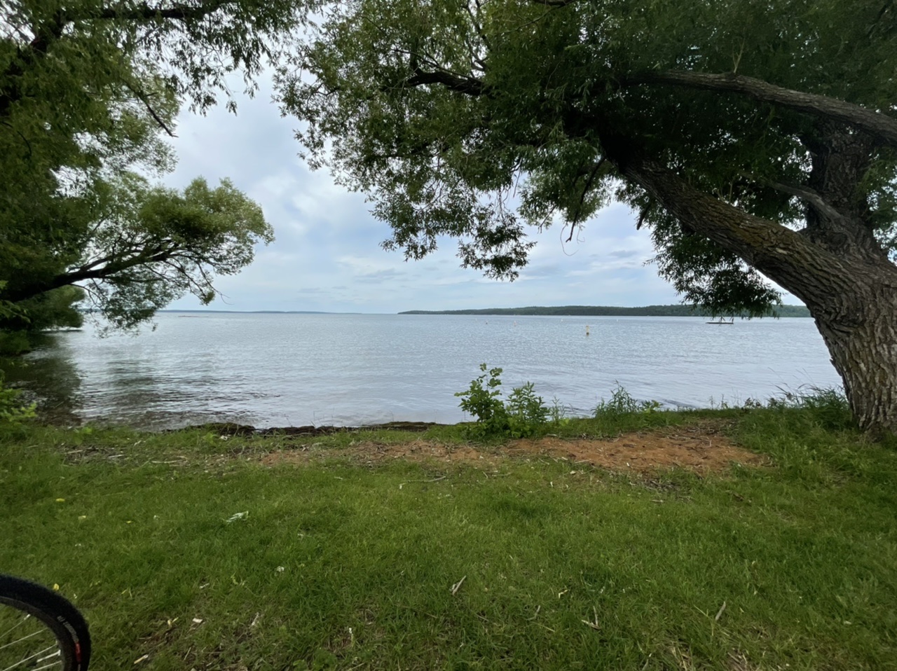 Taking a snack break overlooking Leech Lake