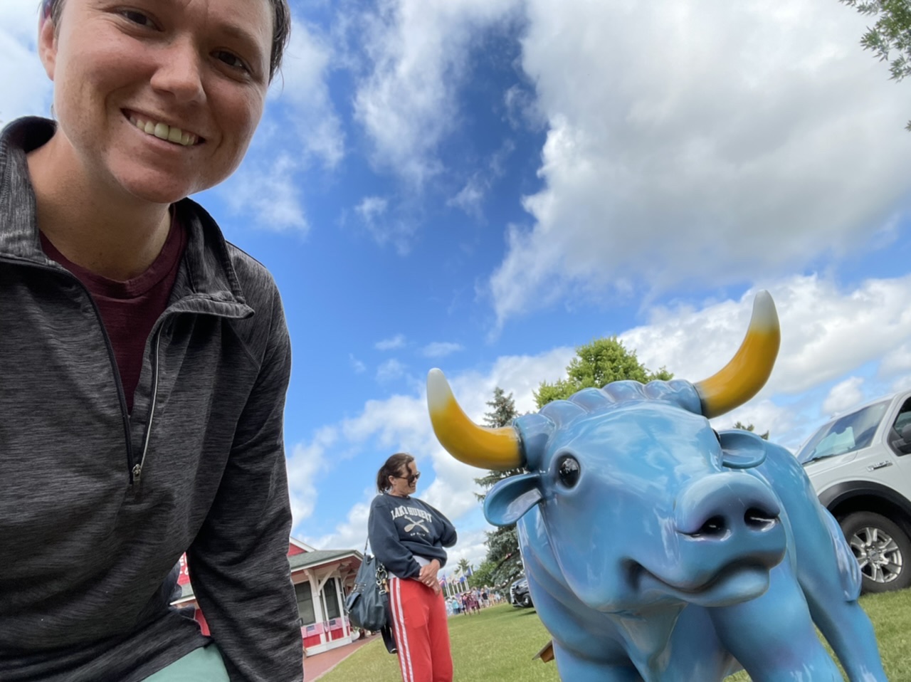 Meeting Paul Bunyon’s side kick Babe the blue ox at the Pequot Lakes Bean Hole Days celebration