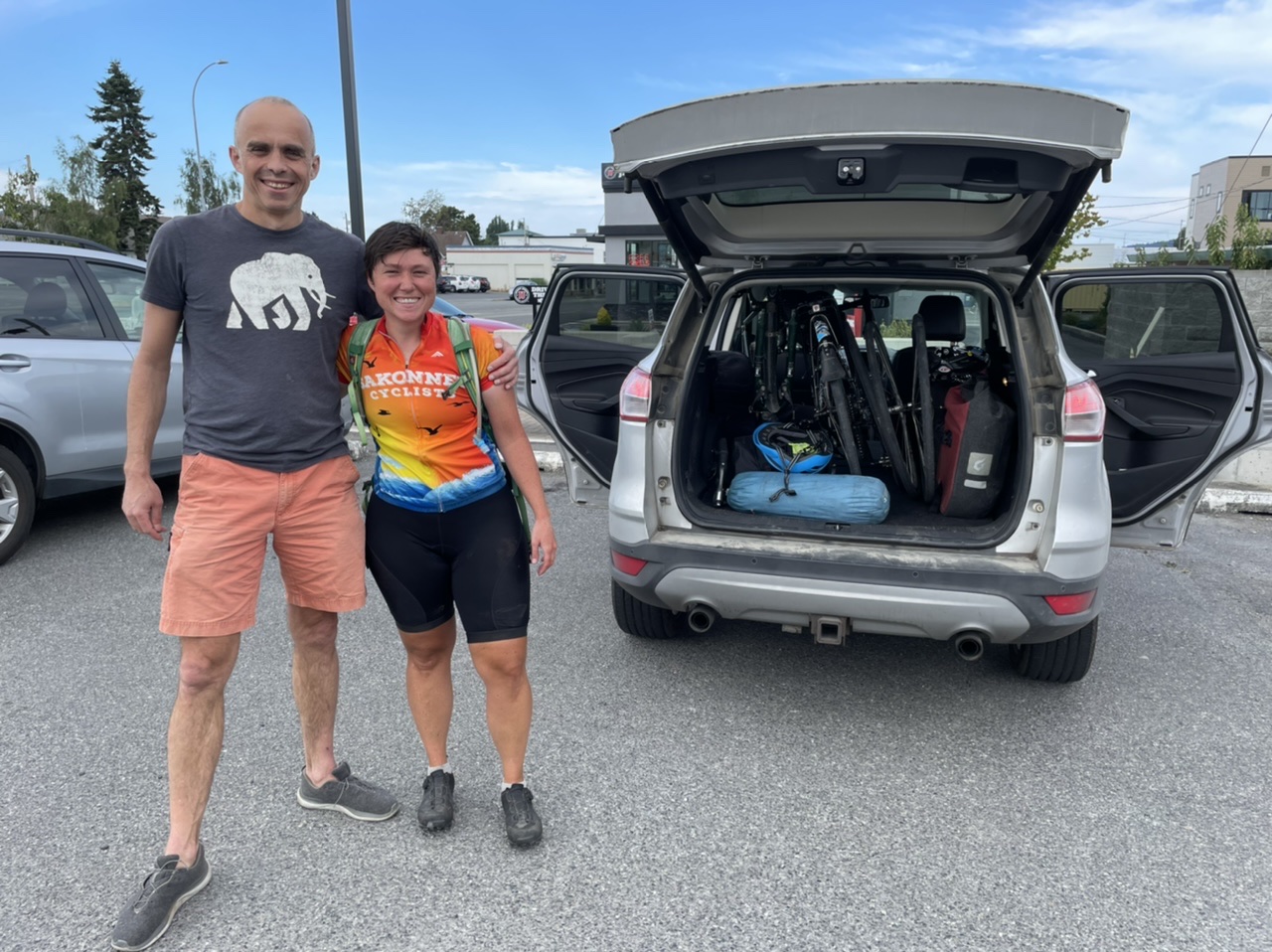 Bikes all packed up into Martin’s car - ready to roll