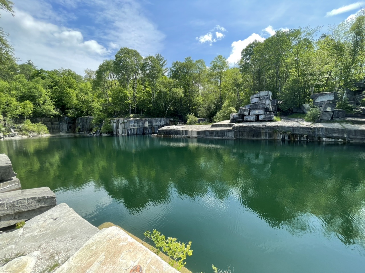 An old marble quarry. The area we biked through today used to be full of quarries. This one is now a swimming hole