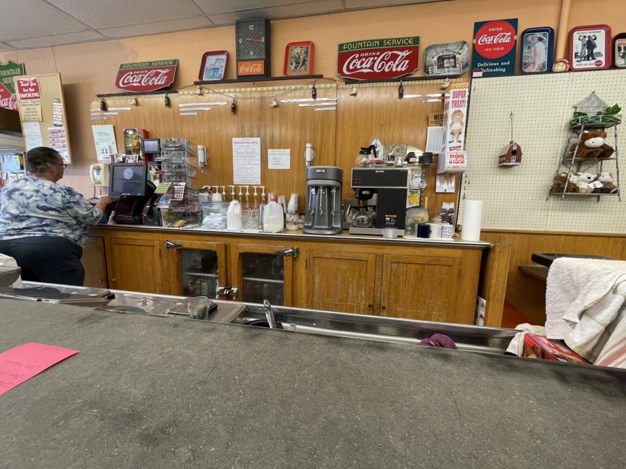 Getting a milkshake at an old fashioned soda counter