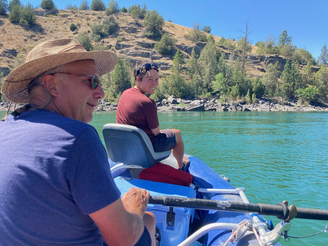 Rob on the oars and me riding up front as we float down the Flathead River