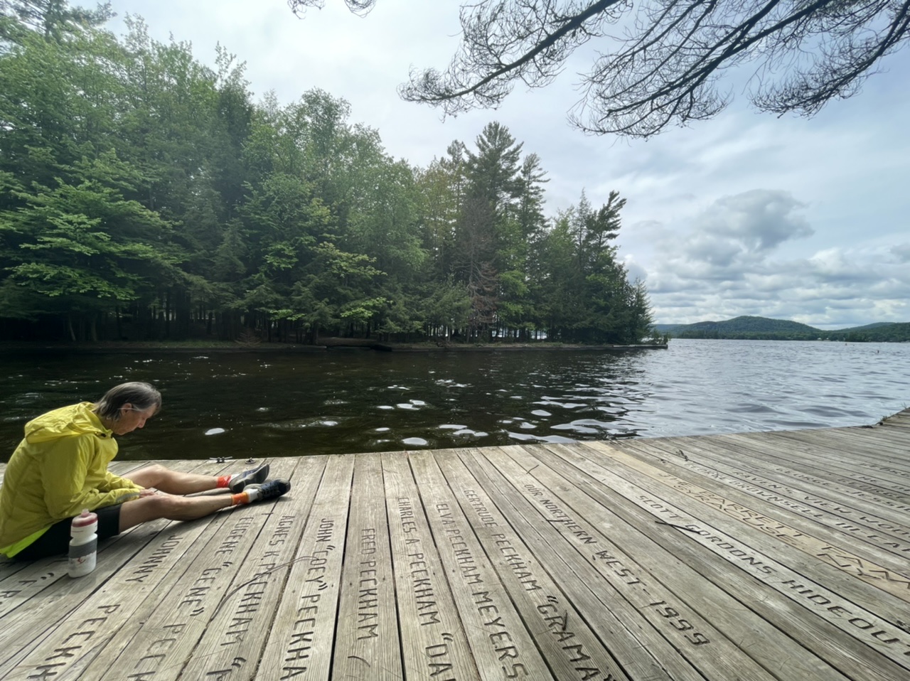 Taking a rest stop at a lakefront park in Inlet