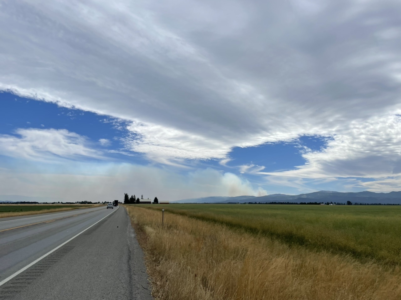 Smoke from the Elmo Fire drifting over the Flathead valley