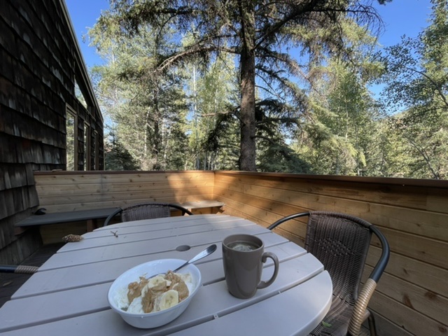 Sitting on the deck in Vail