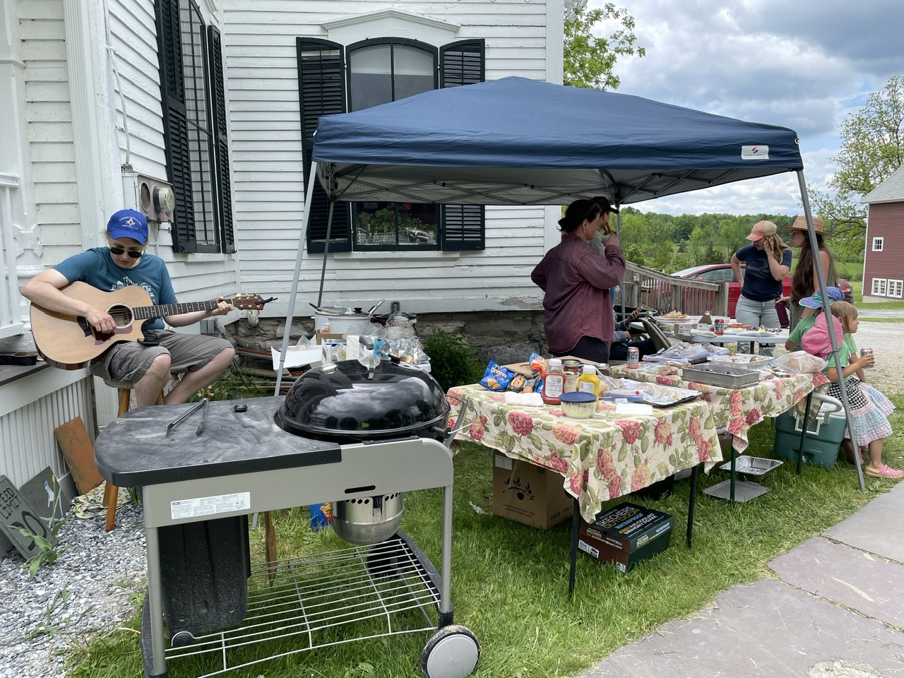 Bake sale #2 in Orwell, where we found hot dogs, Mac and cheese, and cookies