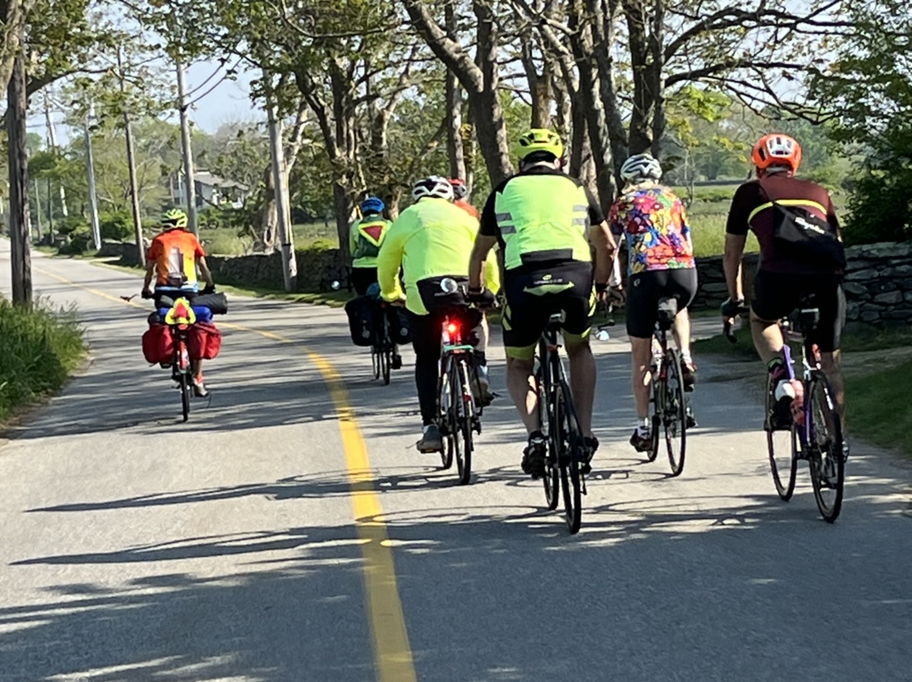 Family and friends from our local bike groups saw us off, biking with us to the end of the road or to the end of the Sakonnet River Bridge 15 miles up