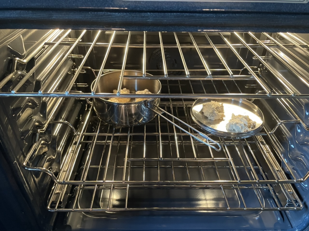 Baking cheddar biscuits with the camp stove and lid