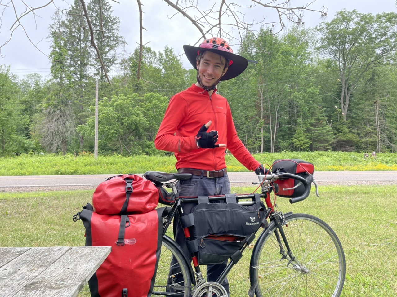 Morgan, a cyclist going the other way from Minneapolis to Chicago