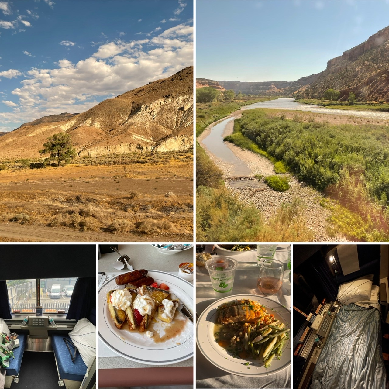 En route to Denver via the train: nice views, good food, and a cozy little roomette 