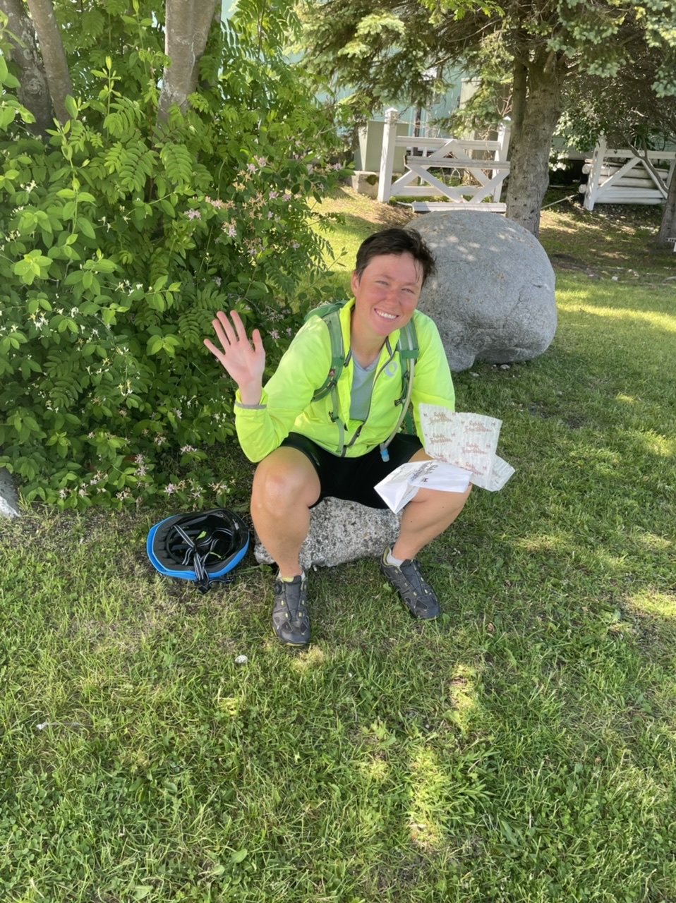 Eating fudge in a park overlooking Lake Huron while on Mackinac Island