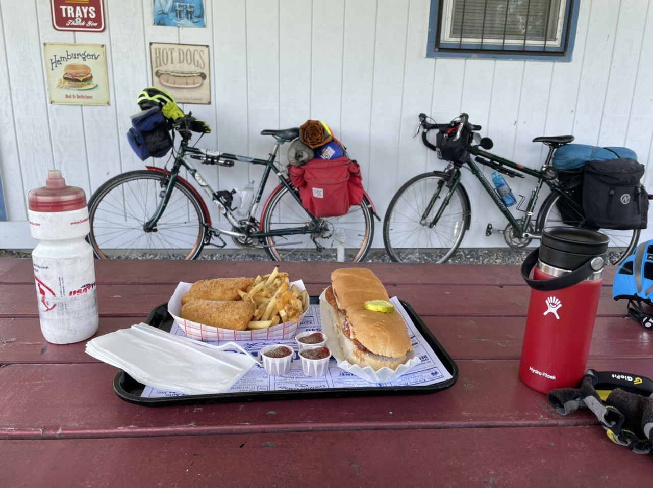 Lunch at Pedrin’s Dairy, home of the fish fry, so we got fish and chips of course