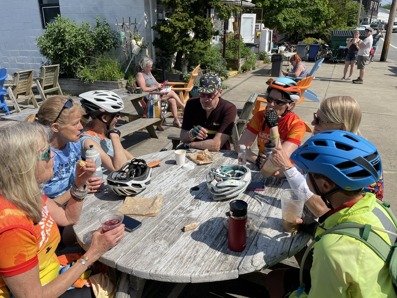 We stopped for coffee and snacks 13 miles in at coastal roasters